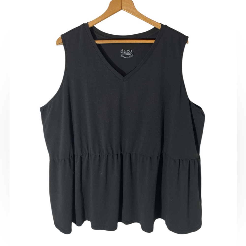CC2- Denim & Co Essentials Women’s 3X Black V-Neck Top